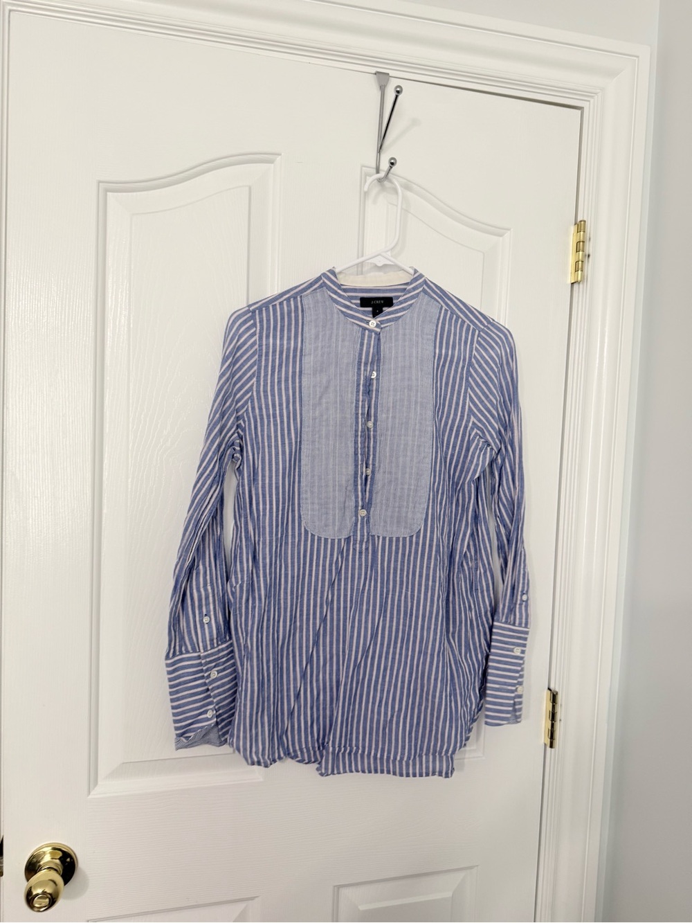 Jcrew Blue Stripe Long-Sleeve Popover Shirt - size 4
